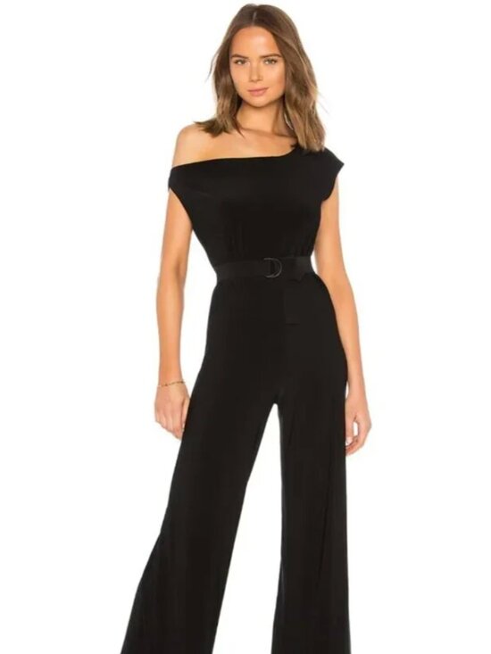 Norma Kamali Pants - Norma Kamali Drop Shoulder Minimalist Classy Wide Leg Jumpsuit Black Small $165
